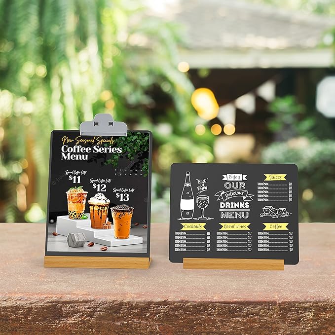 2 Pack 8.6x11.7 in Chalkboard Signs Small Chalk Board Signs with Stand for Tabletop Decor Double Sided Mini Chalkboard for Restaurant Food Menu, Kids Message Board, Wedding Party