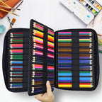 YOUSHARES Colored Pencil Case 304 Slots Pen Case Organizer with Handy Wrap & Zipper, Multilayer Holder for Prismacolor Colored Pencils & Gel Pen (Red Pink Rose)
