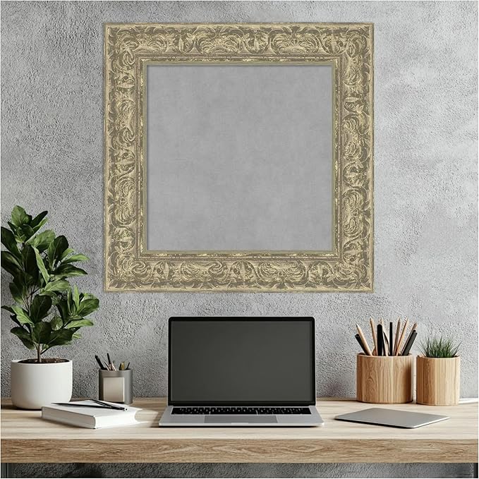 Amanti Art Silver Framed Magnetic Board 23x23 Small Vision Board for use with Magnets, 100% Metal Sheet to Display Items as Office Decor or for Home Organization in mudroom, Kitchen or Kids Room