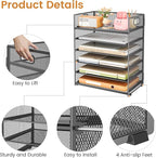 Subekyu 6-Tier Desk Paper Organizer, Desktop File Letter Tray with Handle, Document Sorter and Accessories Holder for Office, Home and School Workspace Organizers, Gray-2 Pack
