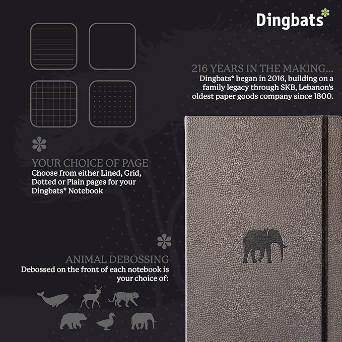 Dingbats* - Wildlife Lined Extra Large A4 Notebook - PU Leather Hardcover Journal for Work, Writing - Pocket, Elastic Closure, Pen Holder, Bookmark