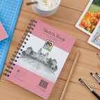 Elan A5 Sketchbook, 80 Sheets Italian Paper 80 lb/120 GSM, Acid-Free Sketch Book 8.3x5.8 Inch, White Drawing Paper Pad, Spiral Bound Sketchbook A5