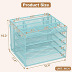 Docnest 5 Tier Letter Tray with Hanging File Organizer-Mesh Desk Organizer-Desktop Storage Box Built in Pen Holder and Handles, File Folder Holder for Mail Documents Office Supplies-Blue