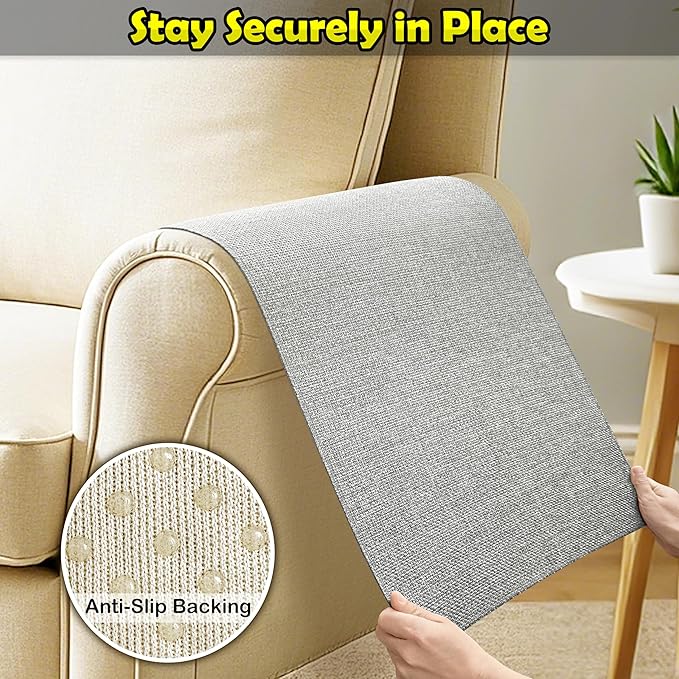 Couch Arm Covers, Waterproof Armrest Cover for Sofa, Armchair, Loveseat, Non-Slip Recliner Arm Cover, Sofa Arm Covers, Headrest Covers, Arm Chair Covers Set of 2 (Light Gray, 24"×20")