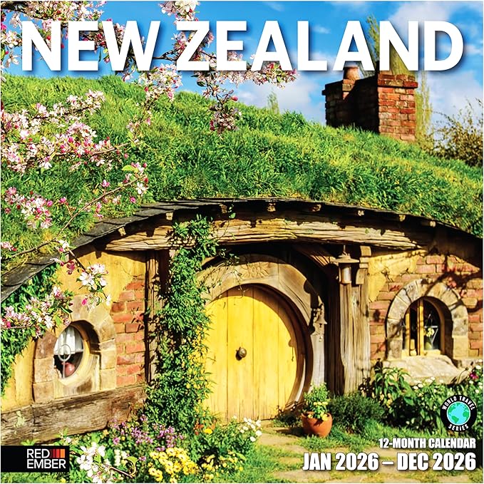 RED EMBER New Zealand 2026 Wall Calendar 12 Month | 12" x 24" Open | Thick & Sturdy Paper | Holiday Gift | Travel Calendar 2026