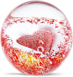 Hand Blown Glass Red Heart Paperweight ball for Birthday Gift,Home Decor Collectible,Office Decor Lovers.