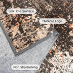 GENIMO Washable Area Rugs for Living Room, 8x10 Vintage Non Slip Rugs, Low Pile Lightweight Soft Print Rug for Bedroom, Dining Room, Home Office, Brown Orange