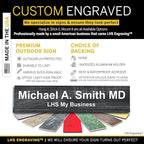 Custom Name Plate for Doors, with Choice of Mounting Holders for Walls, Doors, Cubicles, Hanging and More - Personalized Carbon Ash Plastic White Letters - USA Made 2x6 - N1