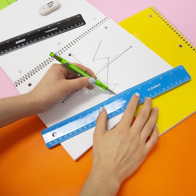 BAZIC Products Shatterproof Flexible Curve Ruler 12" (30cm), Inches Centimeter Metric Measuring Drafting Rulers, 288-Packs