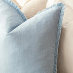 Foindtower Set of 2 Decorative Linen Fringe Throw Pillow Covers Boho Farmhouse Cushion Cover with Tassels Soft Accent Pillowcase for Couch Chair Sofa Bed Living Room Home Decor,20×20 Inch,Sky Blue