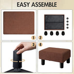 BRIAN & DANY Small Foot Stool Ottoman, Footstool with Legs, Teddy Velvet Foot Rest for Living Room, Bedroom and Office, Brown
