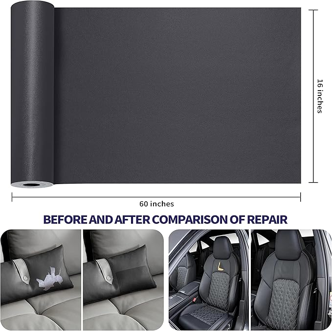 Leather Repair Patch Tape Kit, Self Adhesive Leather Repair for Furniture, Couch, Sofa, Car Seats,Office Chair,Vinyl Repair Kit.60inx16in