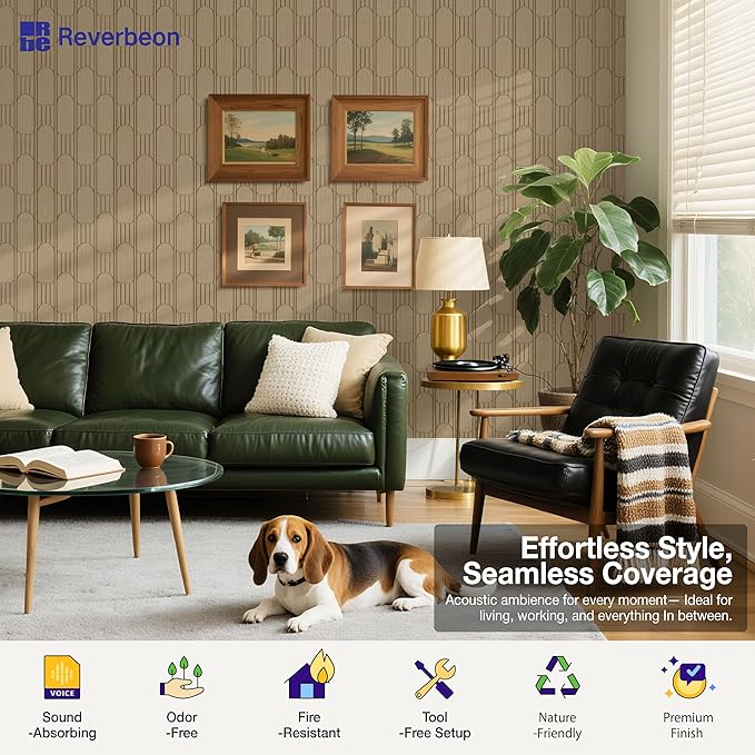 Reverbeon 6 PCS Acoustic Panels, 23.6x23.6 Inch Sound Absorbing Panels, Decorative Acoustic Wall Panels for Recording and Home Studio, Office with Double-Sided Adhesive Tape
