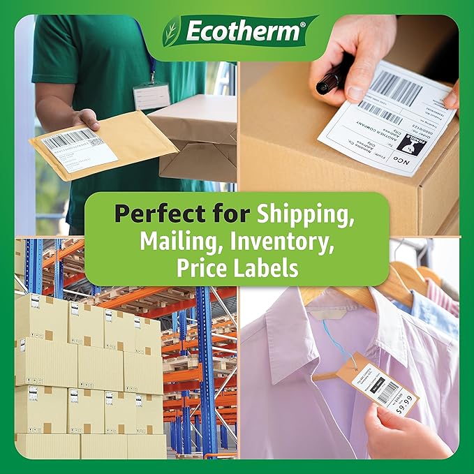 2"x1" Thermal Labels for Rollo, Munbyn, Zebra, Godex, Arkscan, iDPRT, Offnova Printers and More - White Paper Stickers - Small Multipurpose Barcode Labels | 5600 Labels | 4 Rolls | by Ecotherm