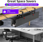 Cotohim Under Desk Cable Management Tray - Under Desk Cord Management - Clamp/Screw Mount - Fabric Wire Management - Cable Raceways Tray Cord Hiders for Office/Home (Black, 28.6"×5.6")