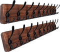 SKOLOO Rustic Large Wall Mounted Coat Rack-38.6'' Long Coat Rack for Wall, Pine Solid Wood Coat Rack Hook, Farmhouse Coat Hanger Wall Mount for Hanging Jacket Coat Hat, Pack of 2