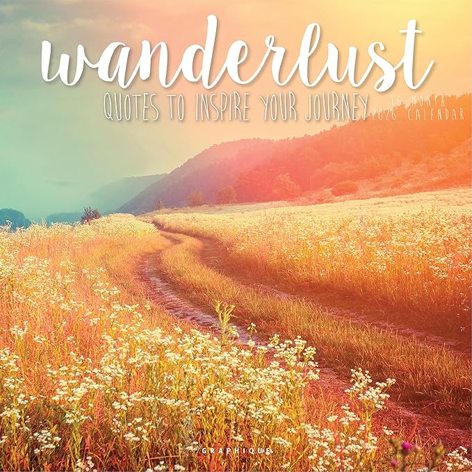 Graphique 2026 Wanderlust Wall Calendar | 12” x 12” | Thick Paper | Home & Office Organizer | Large Monthly Grid | 3 Languages & Marked Holidays | 4 Month Preview Page for 2027