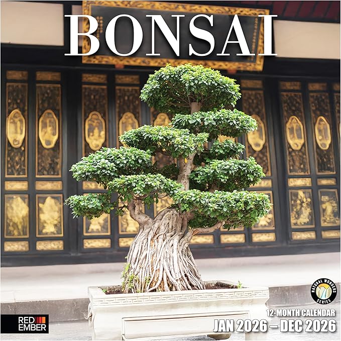 RED EMBER Bonsai 2026 Wall Calendar 12 Month | 12" x 24" Open | Thick & Sturdy Paper | Holiday Gift | Nature Calendar 2026