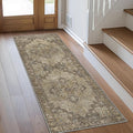 GENIMO 2x10 Runner Rugs for Hallway, Machine Washable Non Slip Vintage Rugs, Low Pile Lightweight Soft Print Rug for enrtyway, Corridor, Home Office, Kitchen, Rustic Brown