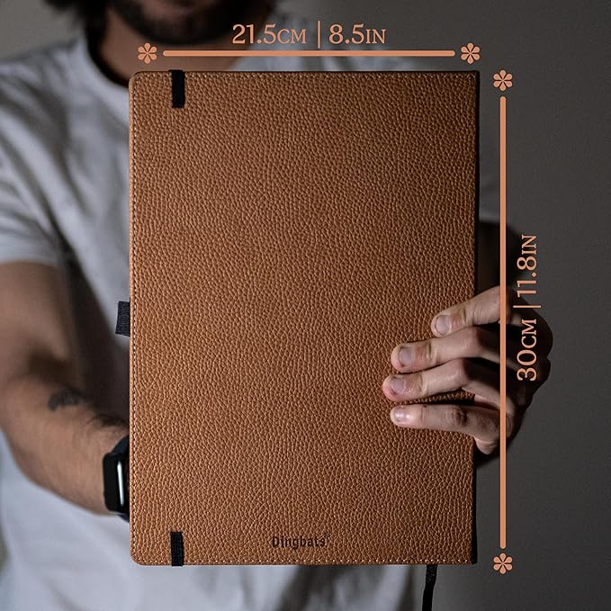 Dingbats* - Wildlife Squared Extra Large A4 Notebook - PU Leather Hardcover Journal for Work, Writing - Pocket, Elastic Closure, Pen Holder, Bookmark
