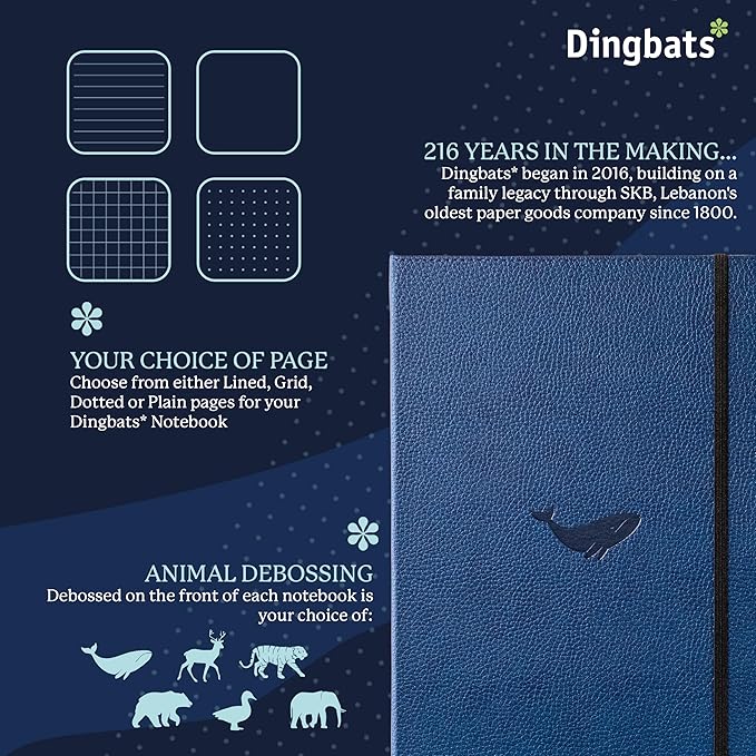Dingbats* - Wildlife Lined Extra Large A4 Notebook - PU Leather Hardcover Journal for Work, Writing - Pocket, Elastic Closure, Pen Holder, Bookmark