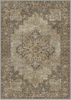 GENIMO 6x9 Area Rugs for Living Room, Machine Washable Non Slip Vintage Rugs, Low Pile Lightweight Chenille Print Rug for Bedroom, Dining Room, Home Office, Rustic Brown