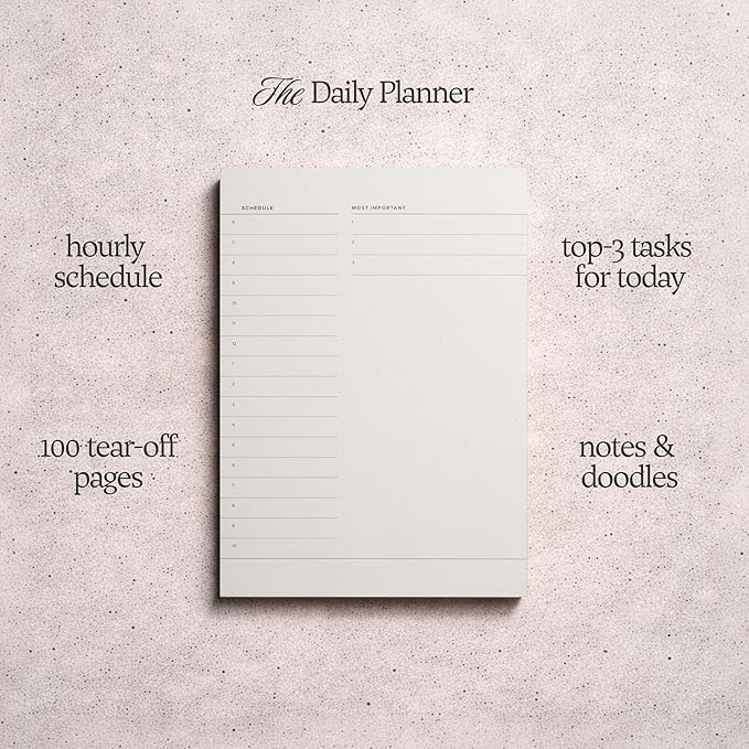 Daily To-Do List Notepad – Desk Pad for Work and Study, Gold, 8.25x5.85 Inches