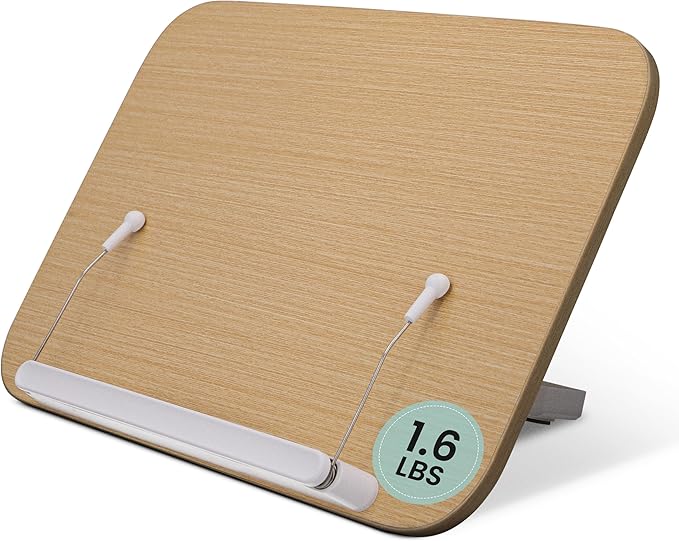CataKenTika Wood Book Stand - Book Holder for Reading Hands Free, Foldable, Adjustable Book Display Stand, Cookbook Stand Portable, Lightweight Page Holder for Book Lovers, Cooks, Students 13.4"x9.4"