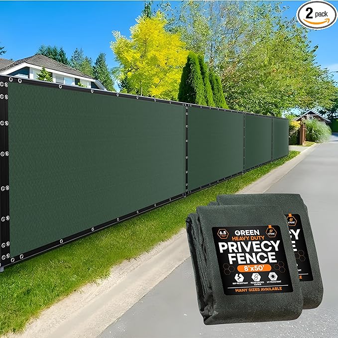 Xpose Safety Privacy Fence Screen 8’ x 50’ (2 Pack) – Heavy Duty Green Mesh with 90% Visibility Block, UV Protection – for Garden, Yard, Nursery, Kennel, Dog Run, Greenhouse