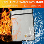 2 Pcs Fireproof Waterproof Document Bag(2000℉) – Fire & Waterproof Money Pouchfor for Cash w/Zipper – Safe Storage for A4/A5 Documents Holder, File, Cash, Jewelry, Passport, Tablet, Laptop