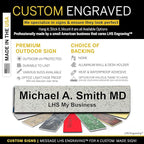 Door Name Plate Personalized for Office Stone Granite Plastic Name Plate Black Letters - Made in USA 2x8 S3