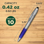 DISCOUNT PROMOS Custom Stylus Ballpoint Pens Set of 10, Personalized Bulk Pack - Black Ink, Great for Office, School, Business, Tradeshows, Events - Blue