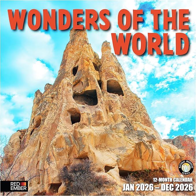 RED EMBER Wonders of the World 2026 Wall Calendar 12 Months | 12" x 24" Open | Thick & Sturdy Paper | Holiday Gift | Nature Calendar 2026