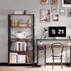 IRONCK Bookshelves and Bookcases, 31.5in Wide Shelf 5-Tier Ladder Shelf 110lbs/shelf Vintage Industrial Style Bookcase for Bedroom Living Room Home, Vintage Brown