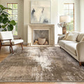 GENIMO Washable Area Rugs for Living Room, 8x10 Vintage Non Slip Rugs, Low Pile Lightweight Soft Print Rug for Bedroom, Dining Room, Home Office, Faded Brown