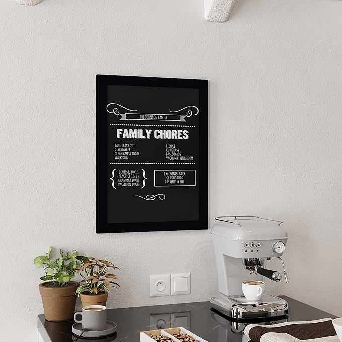 HBCY Creations 18" x 24" Rustic Black Solid Wood Frame Wall Chalkboard, Magnetic Surface, Home Décor, Restaurant & Café Menus, Blackboard, Includes Chalk, Eraser & Hanging Hardware