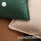 Foindtower Set of 2 Decorative Linen Fringe Lumbar Throw Pillow Covers Boho Farmhouse Cushion Cover with Tassels Soft Accent Pillowcase for Couch Sofa Bed Living Room Home Decor,12×20 Inch,Pine Green