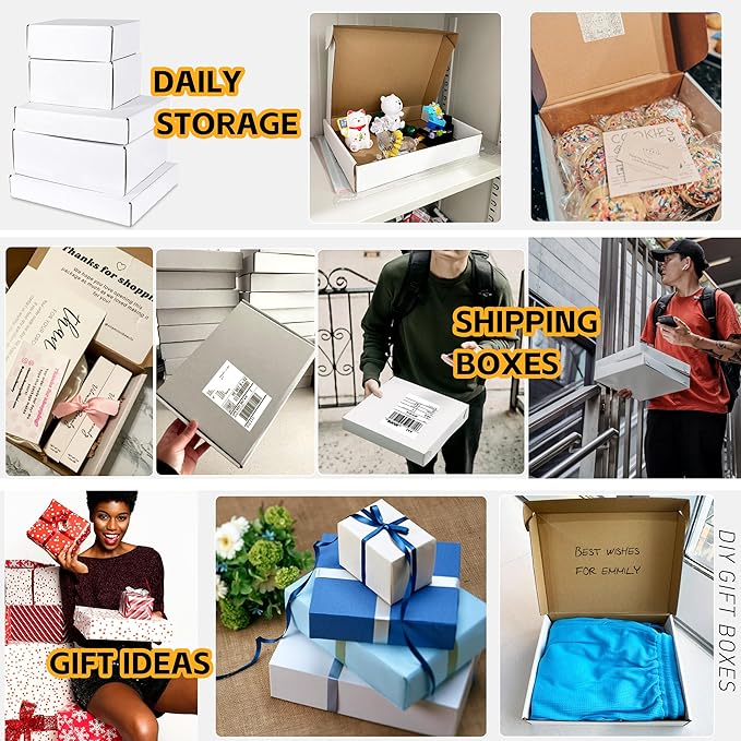 JOWLOT 9x6x4 inch Small Shipping Boxes Set of 25, White Corrugated Cardboard Box Literature Mailer for Mailing Packing Moving and Storage