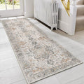 GENIMO Runner Rug 2'6''x8, Non Slip Vintage Hallway Runner Rugs, Low Pile Lightweight Machine Washable Mat for Hallway, Entryway, Bedroom, Kitchen and Corridor, Light Taupe Brown