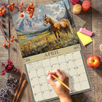 2026 Horses Illustrated Wall Calendar 16-Month X-Large Size 14x22, Horse Calendar by The KING Company-Monster Calendars