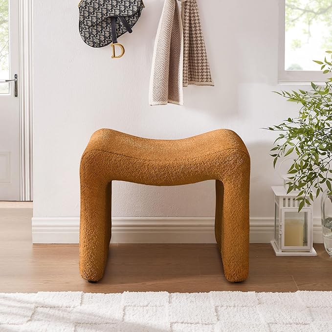 VANOMi Small Footstool Ottoman, Multi-Functional Modern Foot Stool, Sofa Footrest Extra Seating for Living Room, Entryway, Hallways and Bedrooms, Small, Curry