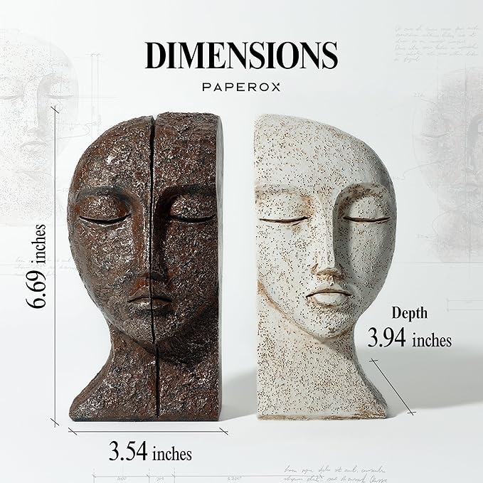 Heavy Duty Book Ends for Shelves - Book Ends for Heavy Books, Book Stopper for Shelves, Bookends for Shelves, Book Ends Unique, Bookends Decorative, Aesthetic Bookshelf Decor, The Tranquil Faces