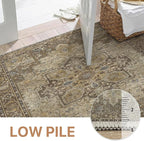 GENIMO 2'6''x7 Runner Rugs for Hallway, Machine Washable Non Slip Vintage Rugs, Low Pile Lightweight Soft Print Rug for enrtyway, Corridor, Home Office, Kitchen, Rustic Brown