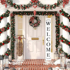 Tall Outdoor Welcome Sign for Front Door, 6ft White Welcome Sign,Rustic Tall Welcome Sign for Front Porch Decor, Modern Farmhouse Welcome Porch Sign Wood Vertical Decor, Fall Porch Decor for The Home