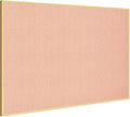 Bulletin Board 23.6 x 17.7 inches, Blush Coral Pin Board, Golden Aluminum Framed Fabric Cork Board with 10 Push Pins