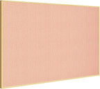 Bulletin Board 23.6 x 17.7 inches, Blush Coral Pin Board, Golden Aluminum Framed Fabric Cork Board with 10 Push Pins
