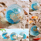 EUSTUMA Hand Blown Glass Figurines Ball Ocean Waves,Office Paperweight Glass for Desk,Home Decor Collectible,Aquarium Decor,Office Decor Ocean Lovers (Blue)