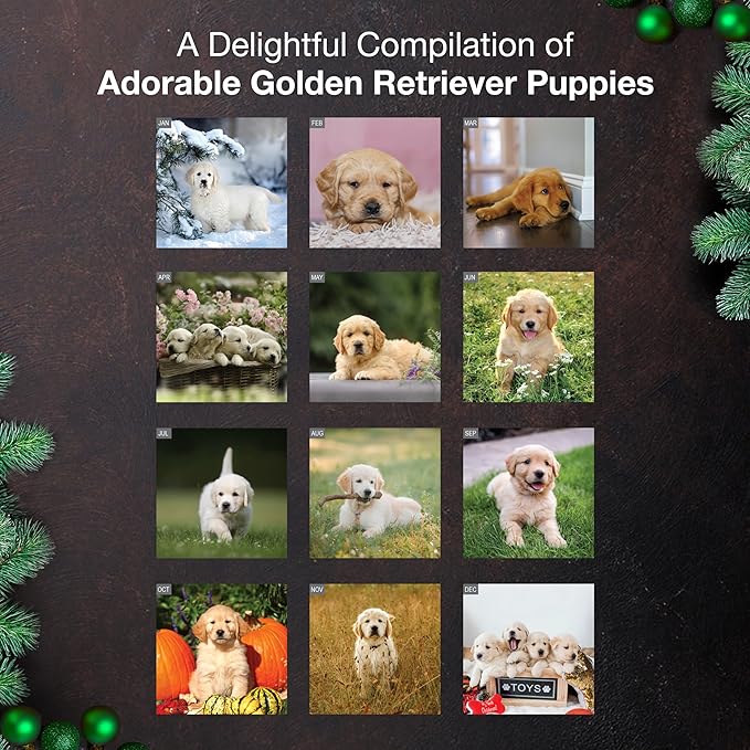 MICASA PRESS Golden Retriever Puppies 2026 Wall Calendar 12 Month | 12" x 24" Open | Thick & Sturdy Paper | Holiday Gift | Cute Puppy Dog Calendar 2026
