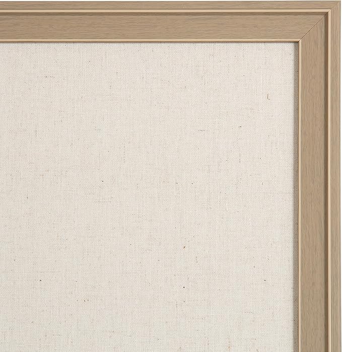 Kate and Laurel Oakhurst Rectangle Framed Linen Fabric Pinboard; 24 x 36; Light Tan; Traditional Decorative Bulletin Board with Stepped Profile and Lightly Distressed Finish