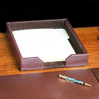 DACASSO Bonded Leather Desktop Letter Tray - Luxury Letter Holder & Paper Organizer for Desk - Office Organization & Executive Desk Decor - (Dark Brown)